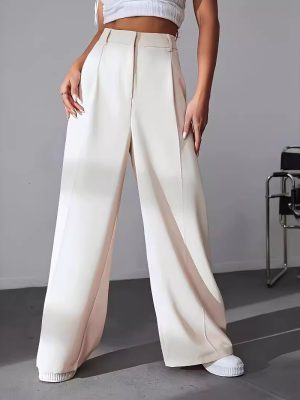 Wide Leg High Waist Loose Dropping Work Pants for Women