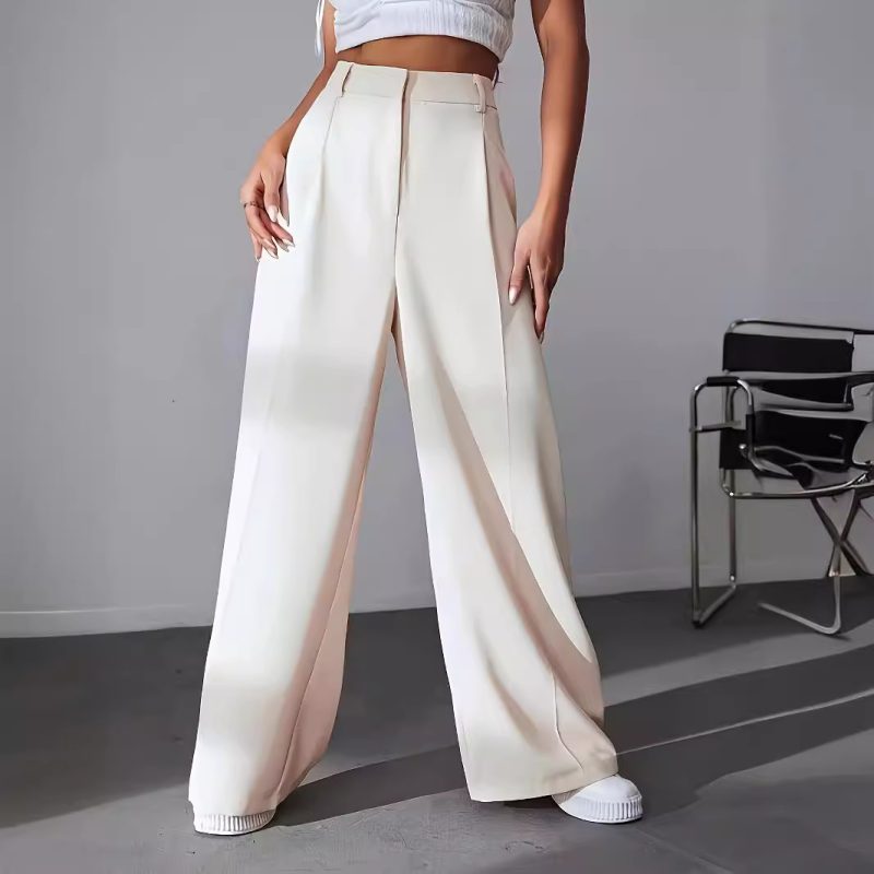 Wide Leg High Waist Loose Dropping Work Pants for Women