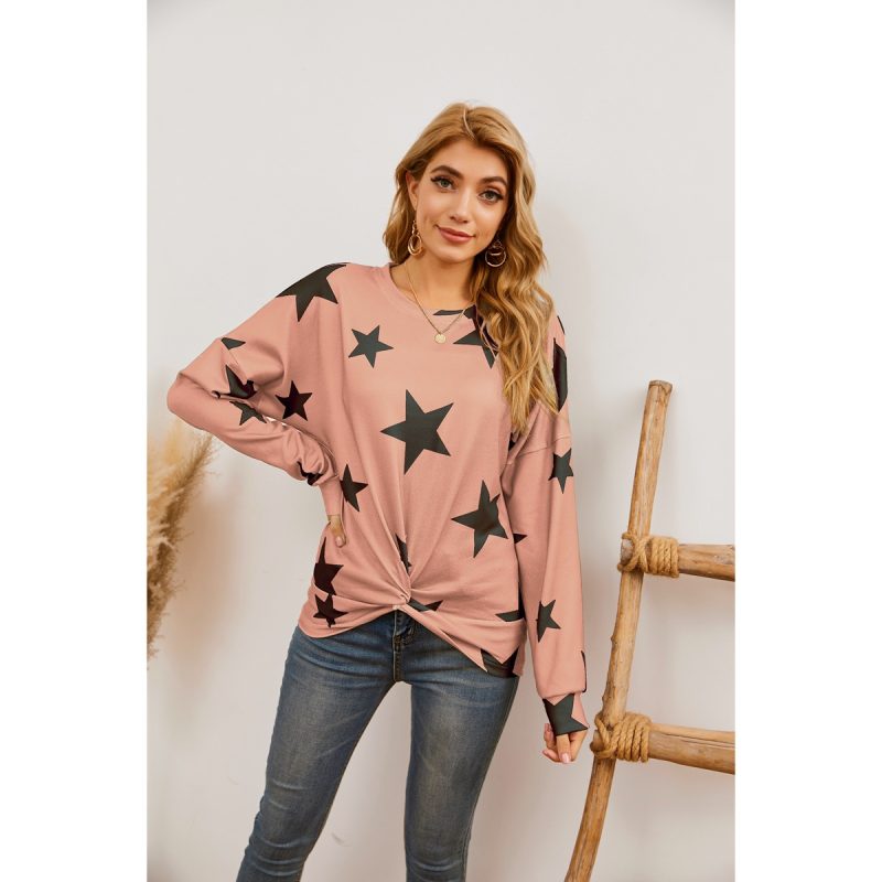 Long Sleeve Irregular Asymmetric Round Neck Plush Top - Image 2