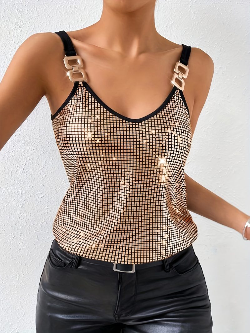Sequined Chain Camisole Top for Women - Summer Style - Image 3