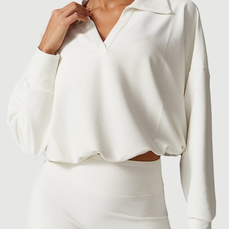 3D Thick Spiral Collared Long Sleeve Sweater – Loose Yoga Wear - Image 2