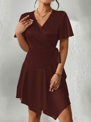 Summer V-Neck Short Sleeve Casual Dress for Women