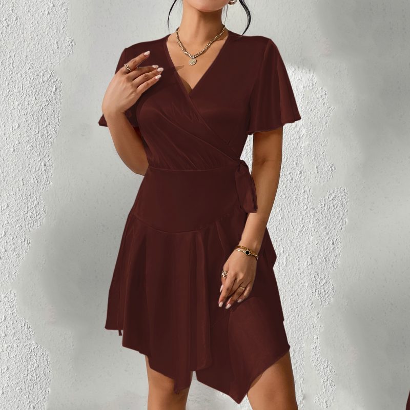 Summer V-Neck Short Sleeve Casual Dress for Women