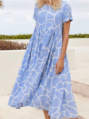 High Waist Slimming Printed Beach Dress for Women