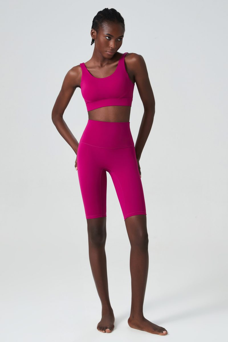 Deep U-Back Yoga Shorts Set - Women's Workout Two-Piece Suit - Image 4