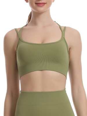 Women’s Fixed Halter Shoulder Strap Sports Bra