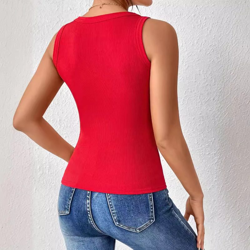 Women’s Sleeveless Round Neck Summer Vest Blouse - Image 4
