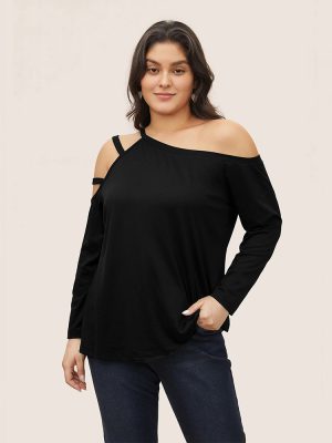 Plus Size One Shoulder Cold Shoulder Top – Unique Fashionable T-Shirt