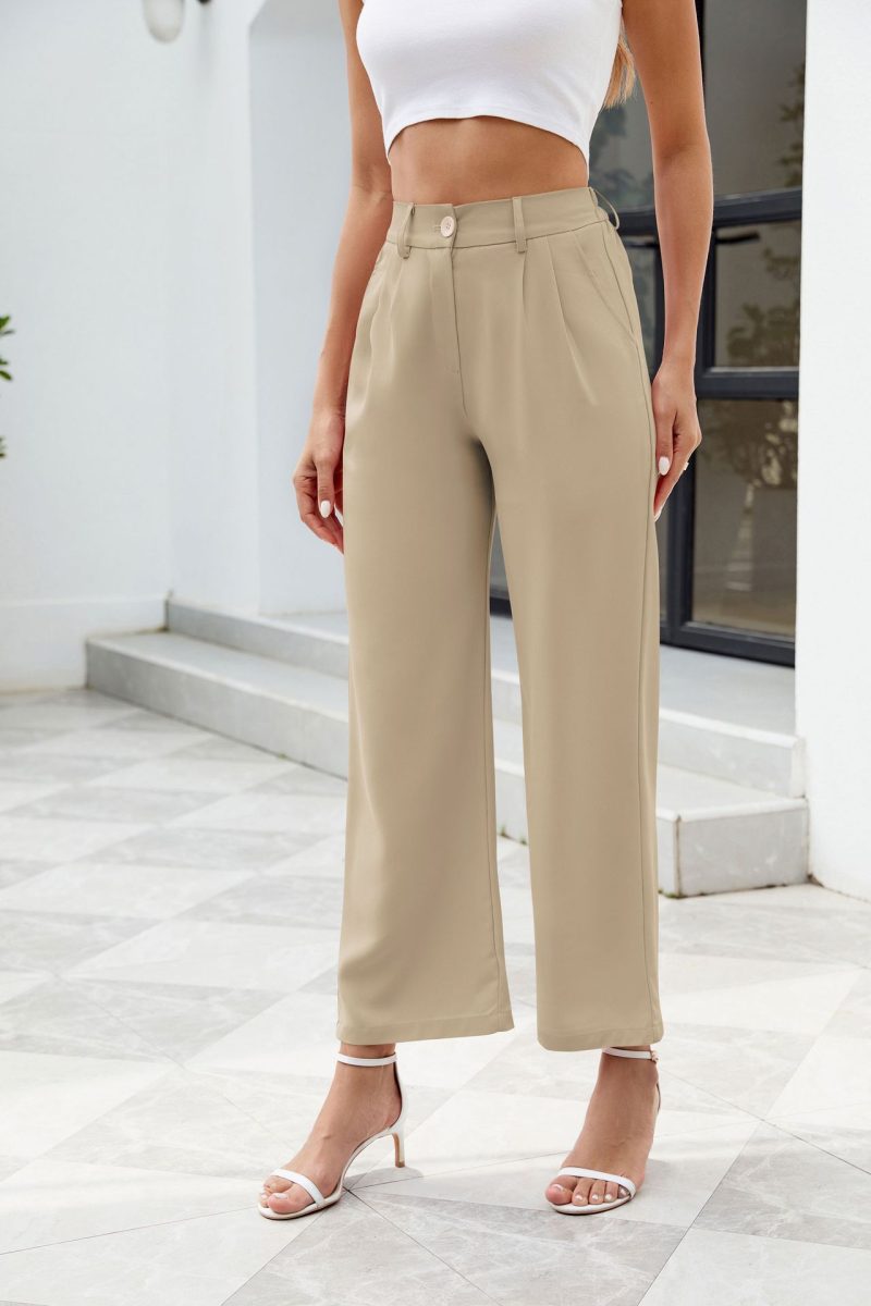 Womens High Waist Wide Leg Business Pants with Pockets - Image 2