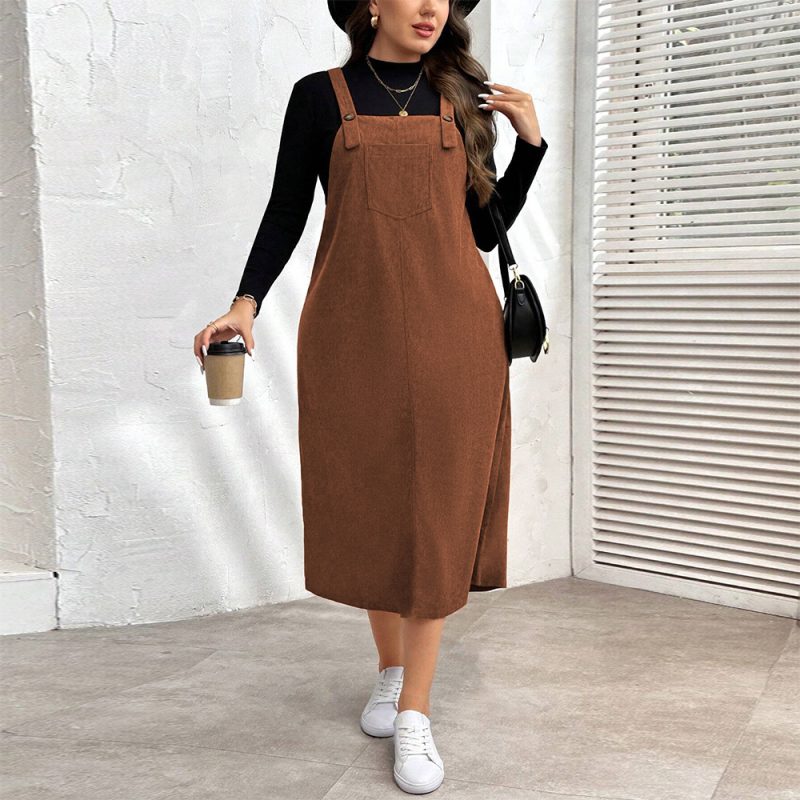 Plus Size Japanese Lazy Suspender Skirt - Autumn Winter Dress