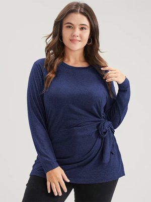 Plus Size Slimming Twisted Pleated Top – Simple Elegant T-Shirt