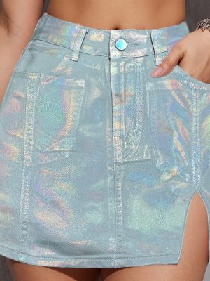 Women’s Summer Denim Split Skirt – Dazzling Street Trend Slimming Design