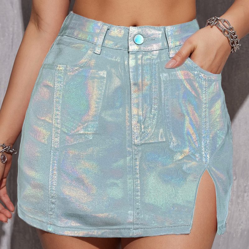 Women’s Summer Denim Split Skirt – Dazzling Street Trend Slimming Design