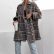 Autumn Winter Thick Loose Plaid Houndstooth Woolen Coat for Women