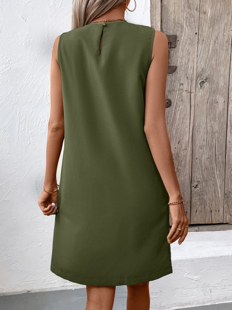 Loose Sleeveless Round Neck Office Dress for Women - Image 4