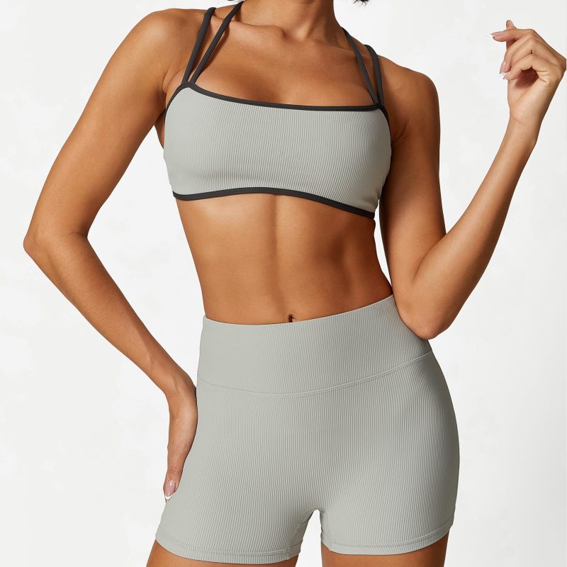Spaghetti Strap Sports Bra & High Waist Shorts Yoga Set