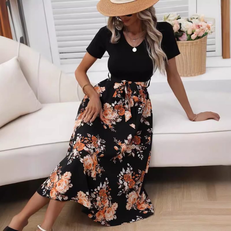 Summer Printed V-Neck Maxi Dress: Sexy Mid-Length for Women - Image 3