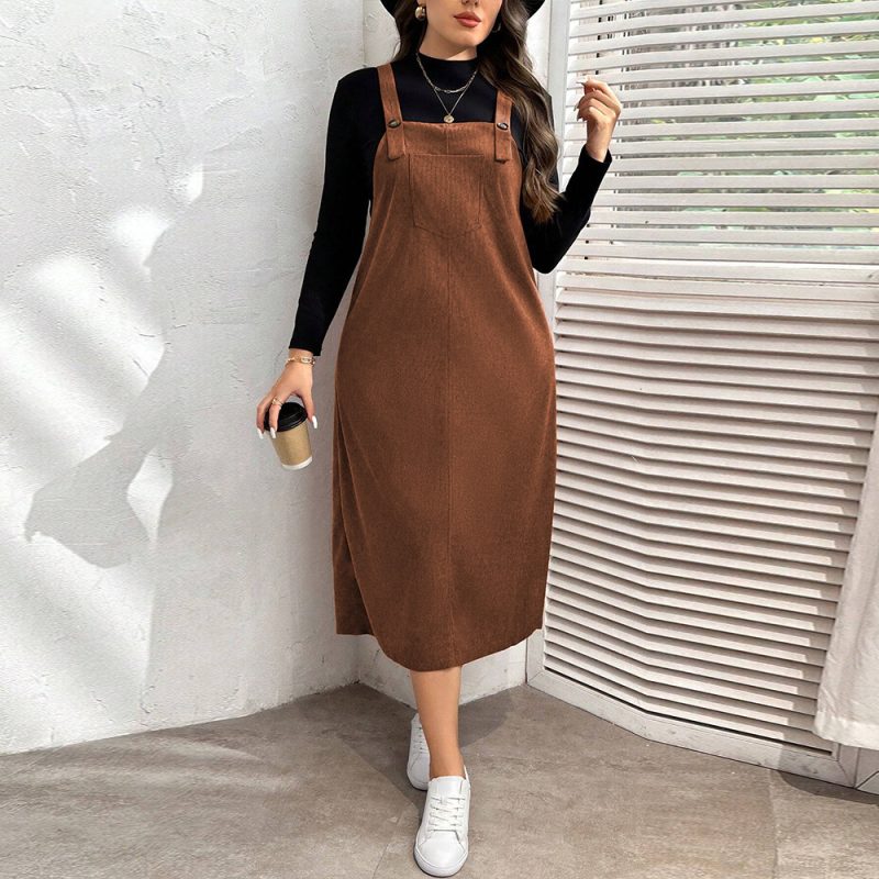 Plus Size Japanese Lazy Suspender Skirt - Autumn Winter Dress - Image 2