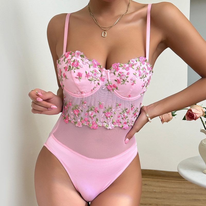 Women’s Sexy Lace Embroidery Floral Sleeveless Jumpsuit