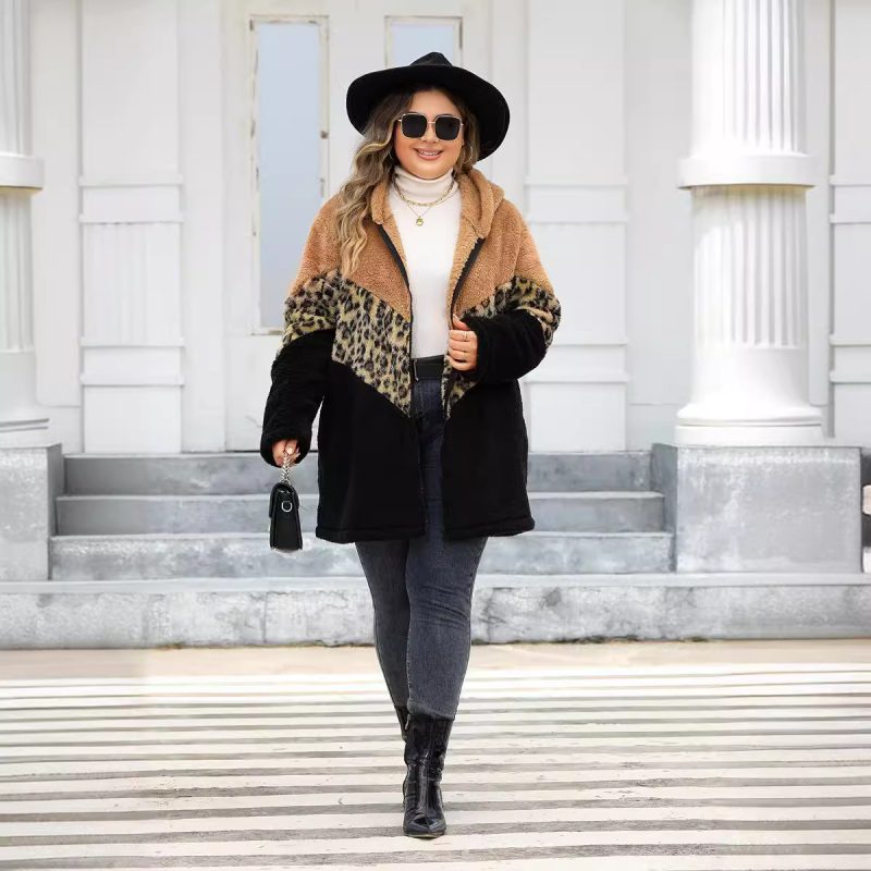 Plus Size Thickened Fleece Splicing Coat for Women - Image 2
