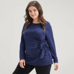 Plus Size Slimming Twisted Pleated Top – Simple Elegant T-Shirt - Image 3