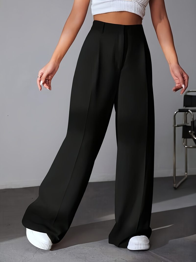 Wide Leg High Waist Loose Dropping Work Pants for Women - Image 4