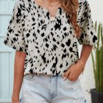 Quality Women’s Summer Printed V-Neck Short Sleeve Casual Top