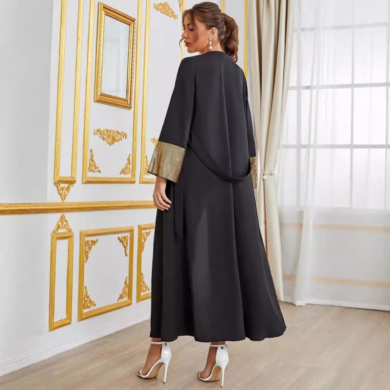 Women's Fall Patchwork Cardigan Robe with Belt - Cozy and Chic - Image 2