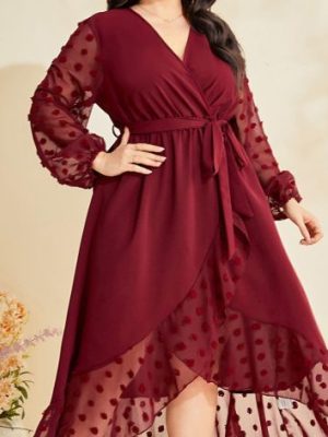 Plus Size Printed Pullover Office Maxi Dress