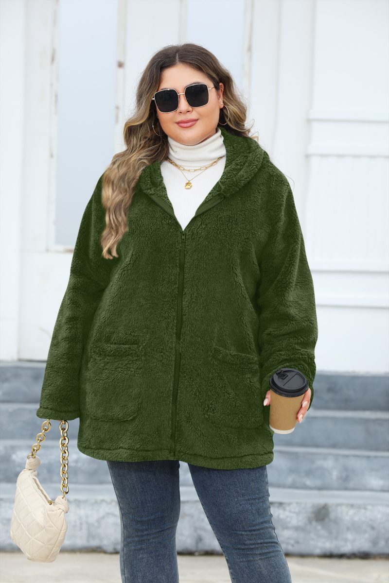 Plus Size Thickened Hooded Plush Jacket for Women - Image 4