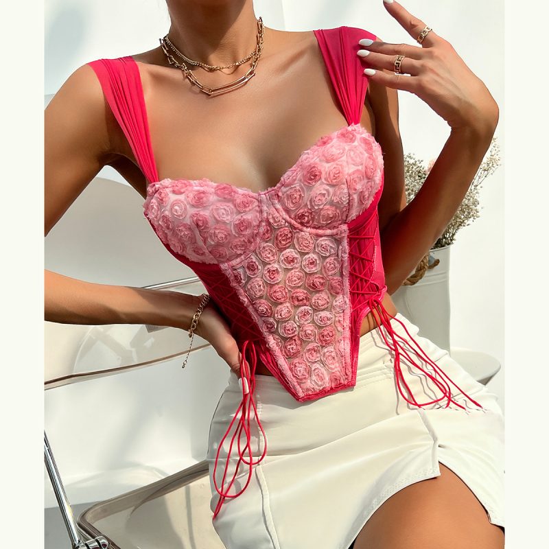 Summer Sexy Floral Tied Spaghetti Strap Bra - Sweet & Romantic - Image 4
