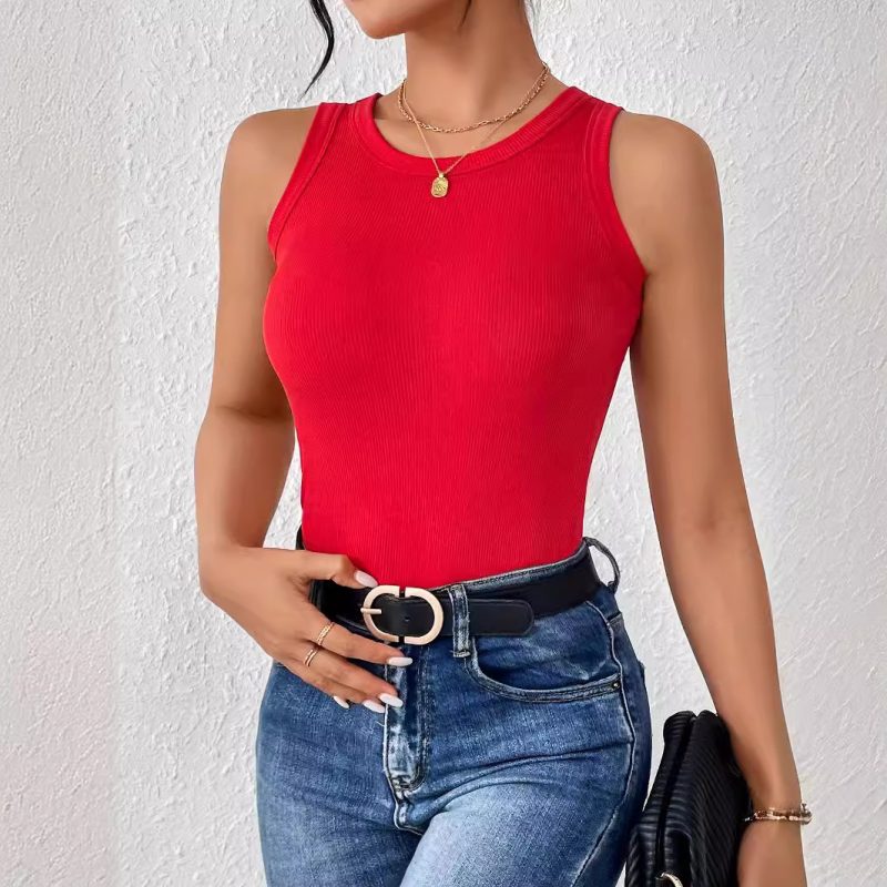 Women’s Sleeveless Round Neck Summer Vest Blouse - Image 3