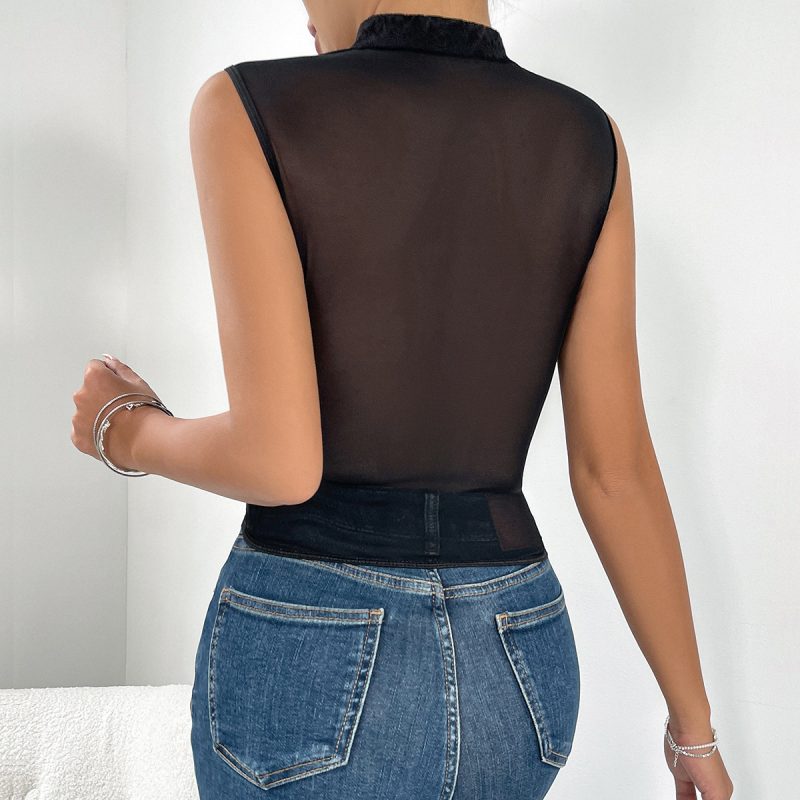 Sexy Lace Transparent Mesh Boning Corset Outerwear Vest - Image 4