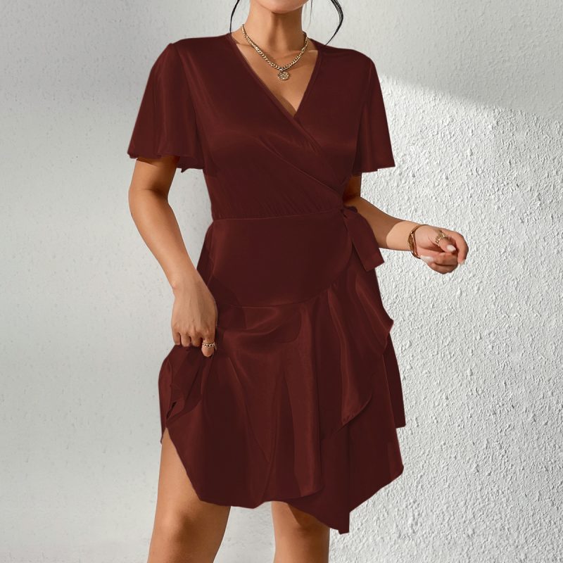 Summer V-Neck Short Sleeve Casual Dress for Women - Image 3