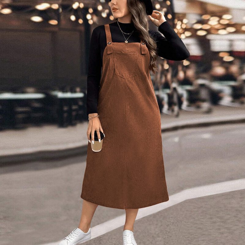 Plus Size Japanese Lazy Suspender Skirt - Autumn Winter Dress - Image 4