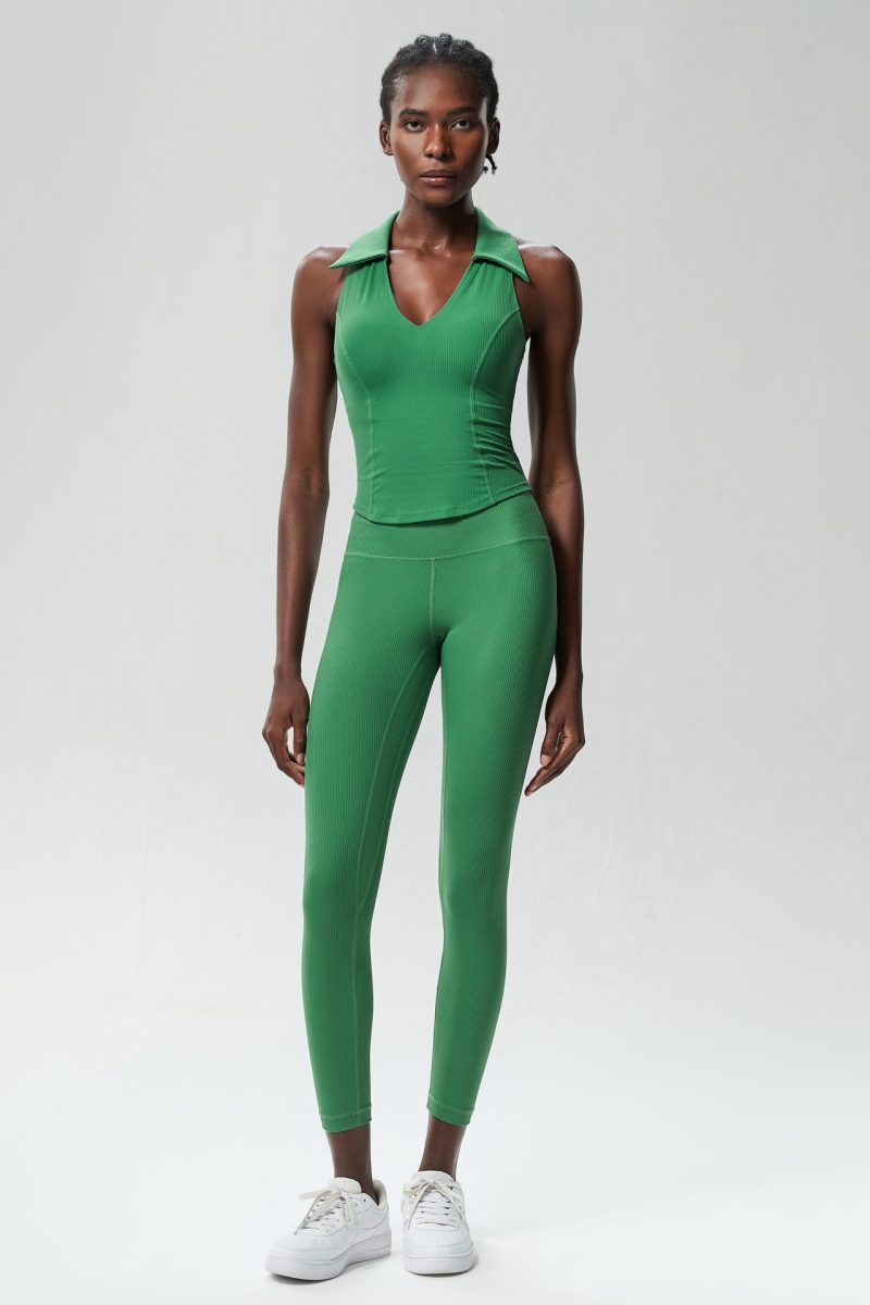 Women’s Tight V-Neck Fitness Yoga & Tennis Two-Piece Set - Image 3