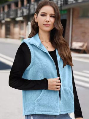 Women’s Polar Fleece Zipper Collared Waistcoat