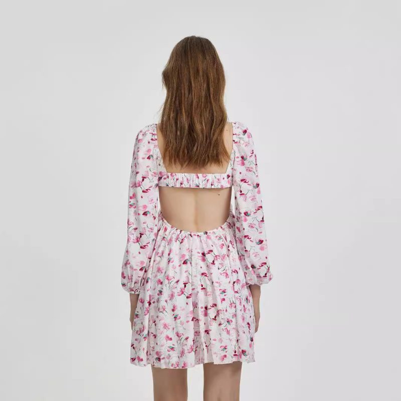 Women’s Autumn Elegant Digital Printing High Waist Dress - Image 3