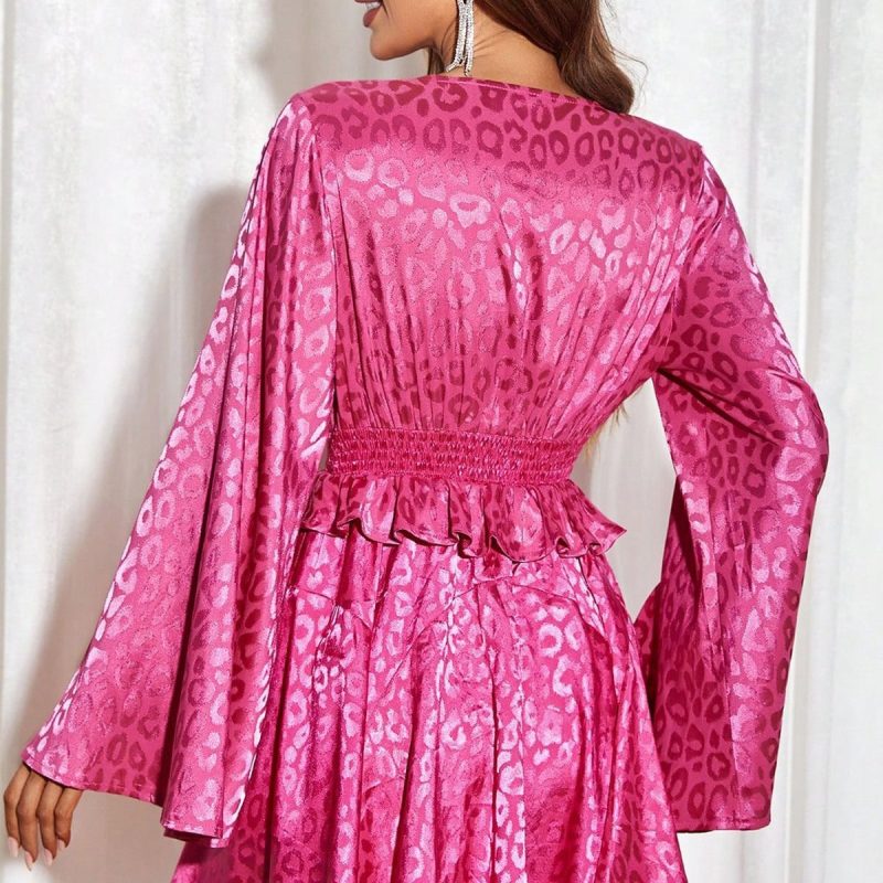 Women’s Evening Dress with Deep V Plunge Neck and Loose Waist Design - Image 2