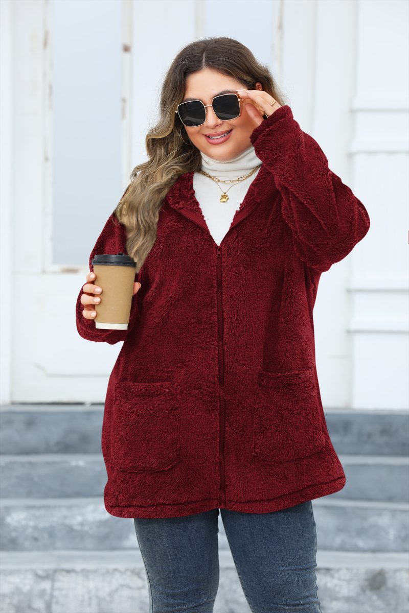 Plus Size Thickened Hooded Plush Jacket for Women - Image 2