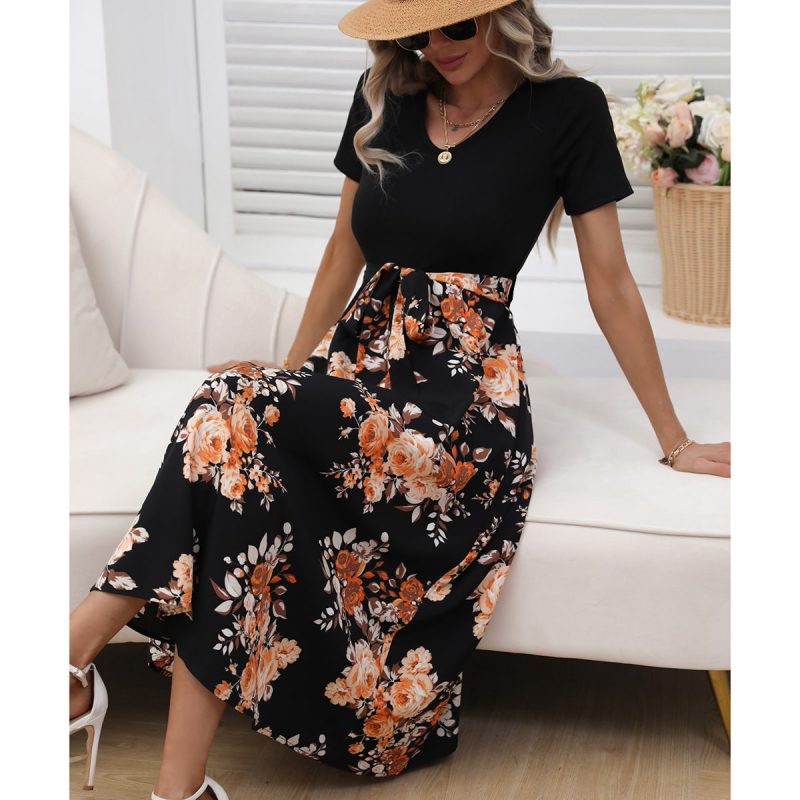 Summer Printed V-Neck Maxi Dress: Sexy Mid-Length for Women - Image 2
