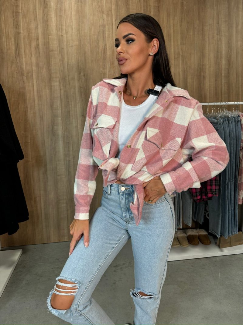 Autumn Single-Breasted Plaid Shacket with Long Sleeves for Women - Image 3