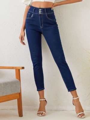 Popular High Waist Stretch Jeans for Women – Slimming Pencil Pants