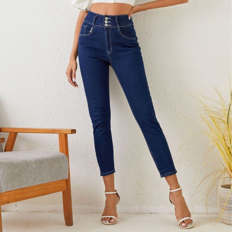 Popular High Waist Stretch Jeans for Women – Slimming Pencil Pants