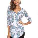 Autumn Winter Milk Silk Digital Printed Long-Sleeved Asymmetric T-Shirt - Image 4