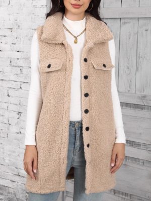 Womens Collared Sleeveless Bubble Cardigan – Plush Vest