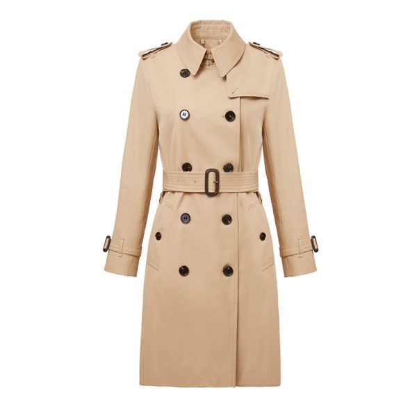 Mid-Length Anti-Wrinkle Trench Coat for Women - British Style