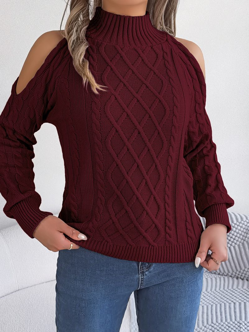 Casual Twist Off-The-Shoulder Half High Collar Pullover for Women - Image 5