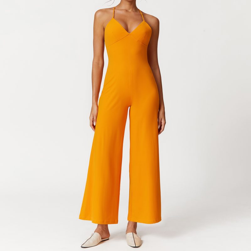 Sexy Lace-Up Backless V-Neck Camisole Yoga Jumpsuit