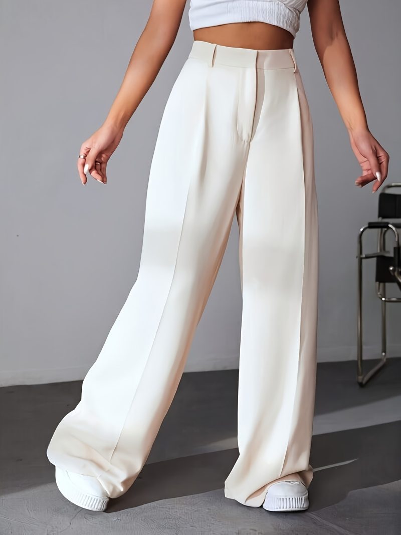 Wide Leg High Waist Loose Dropping Work Pants for Women - Image 3